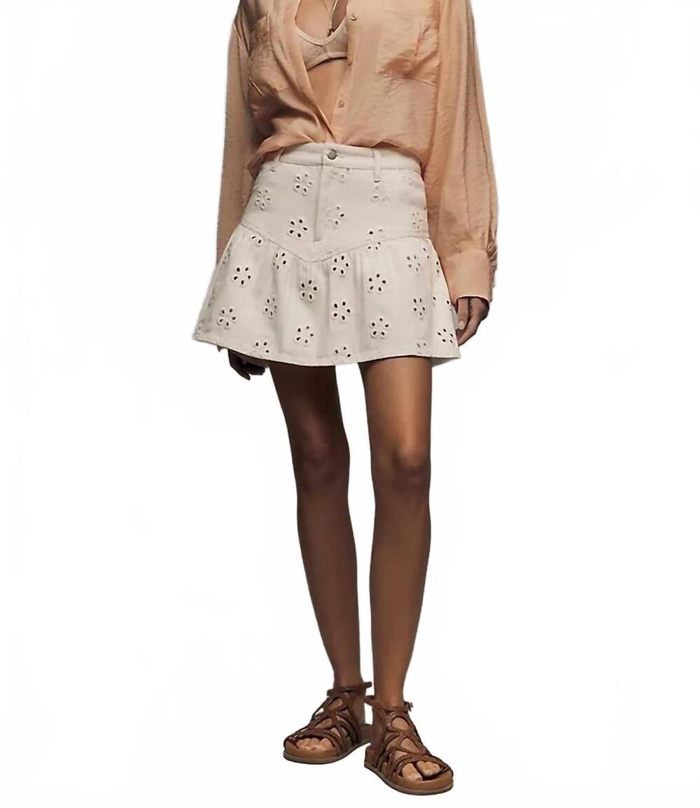 NEW SAYLOR pippi daisy eyelet denim mini skirt in white